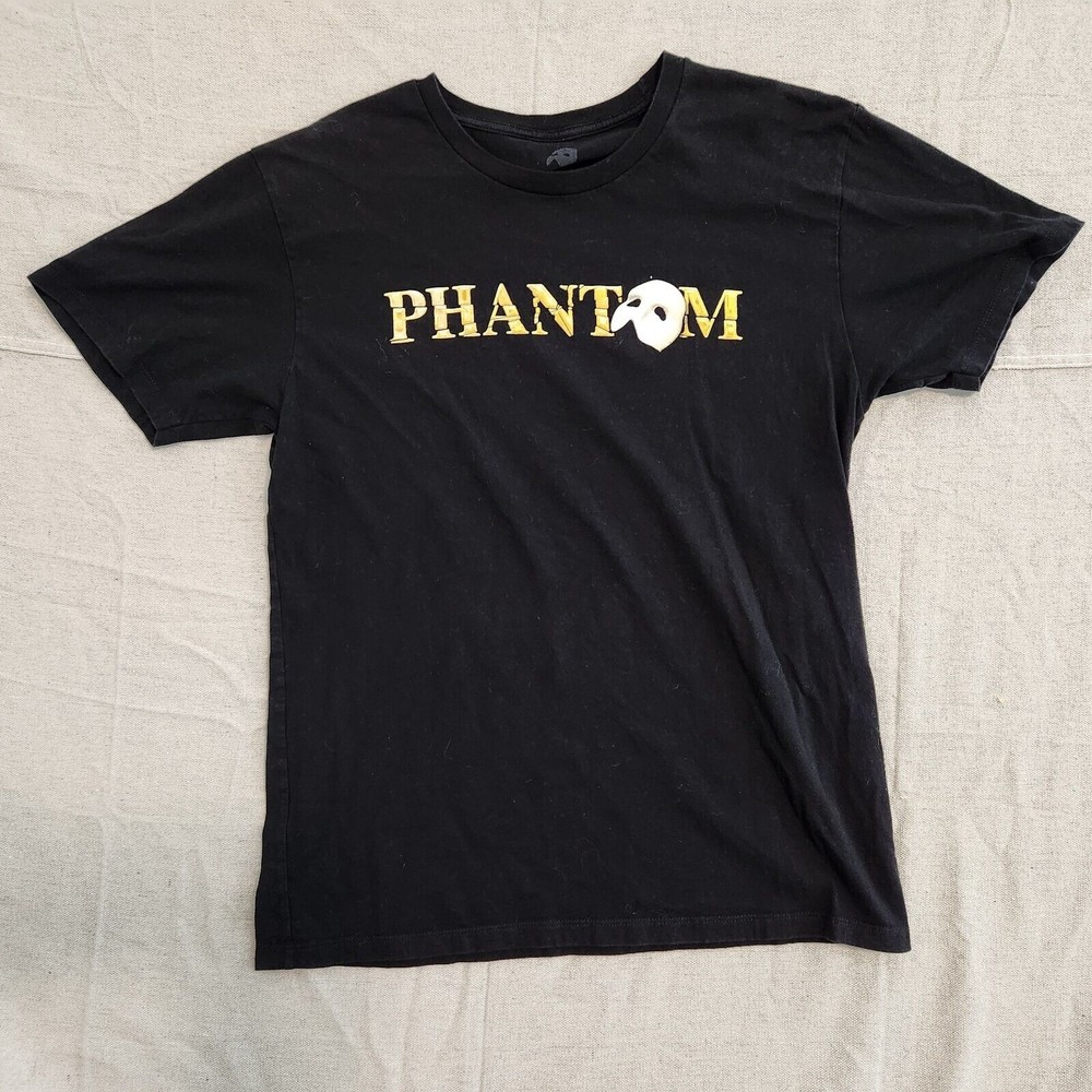 Phatom of the Opera Shirt Mens Medium Black Short Sleeve Pull Over Spell Out